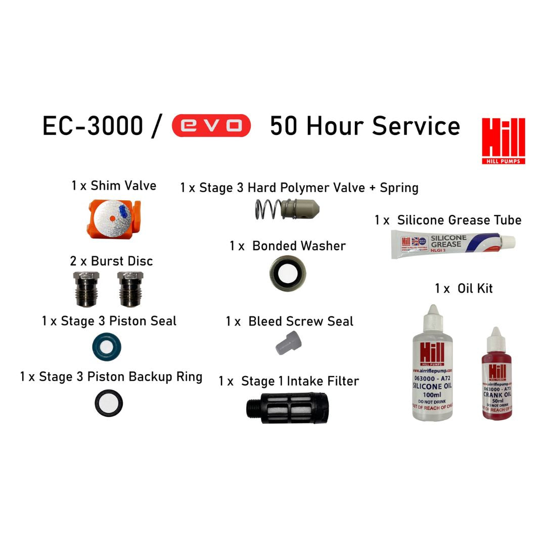 HILL COMPRESSOR SERVICE KIT 50 & 100 HOUR – Absolute Airguns