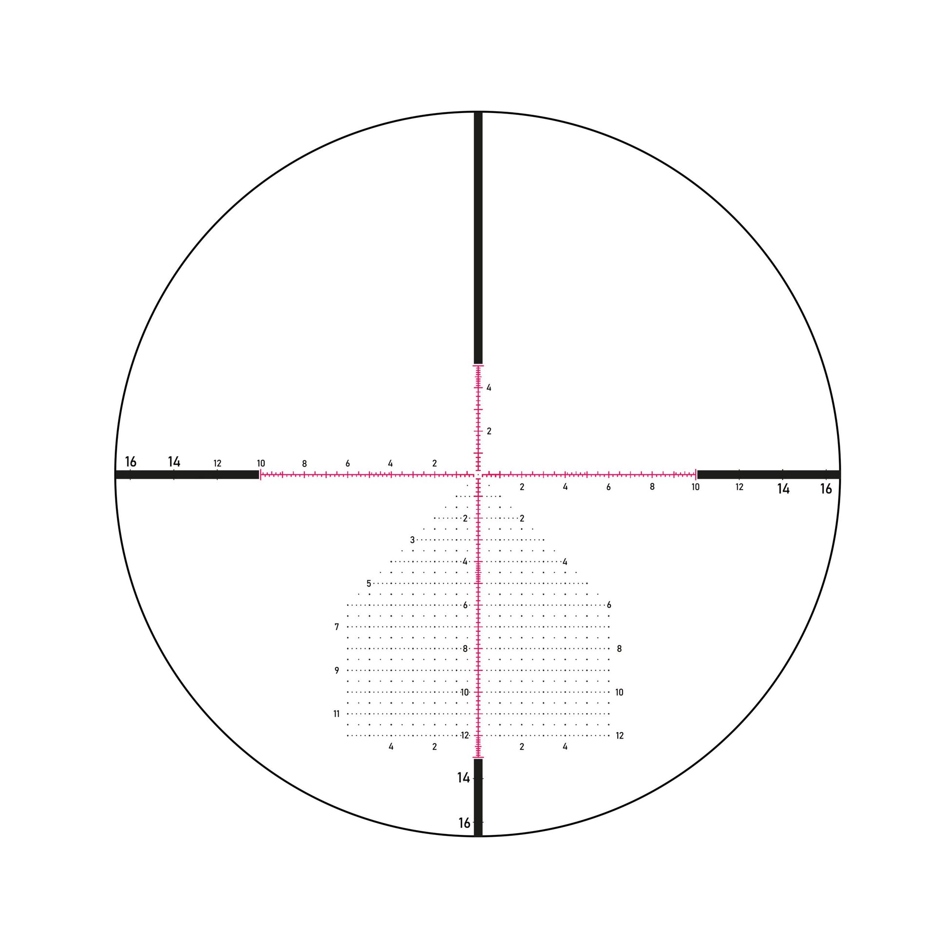 Falcon S30i+ MP2 reticle at 10x with full illumination