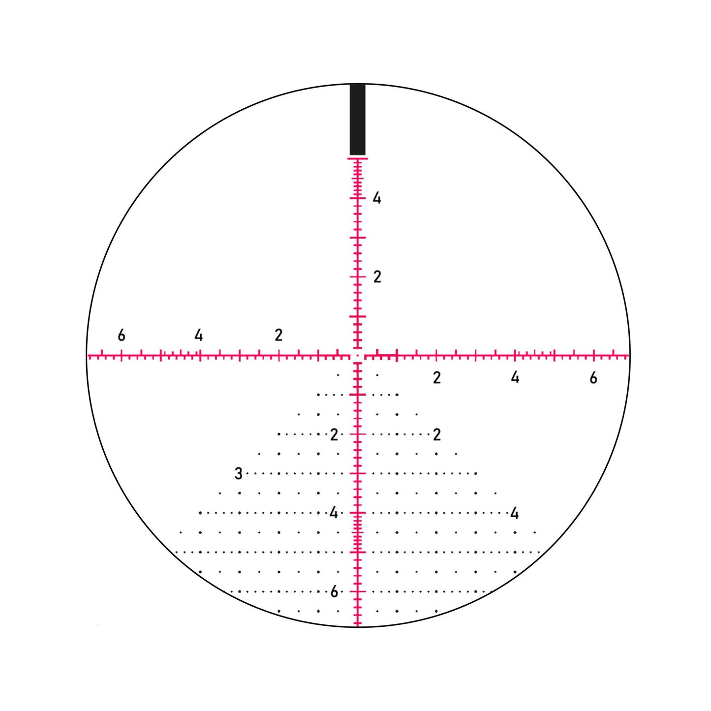 Falcon S30i+ MP2 reticle at 30x with full illumination