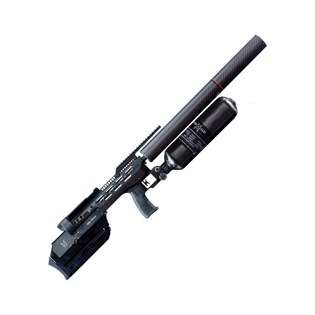 RTI Mora Compact PCP air rifle, right side at 45 degrees