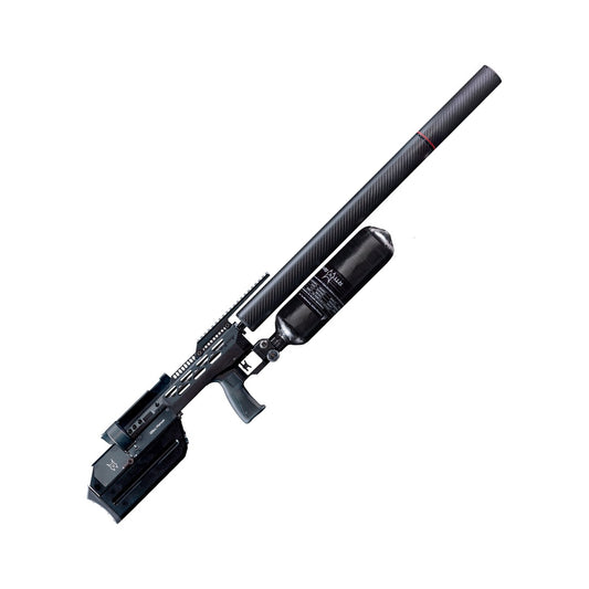 RTI Mora Sniper PCP air rifle, right side at 45 degrees
