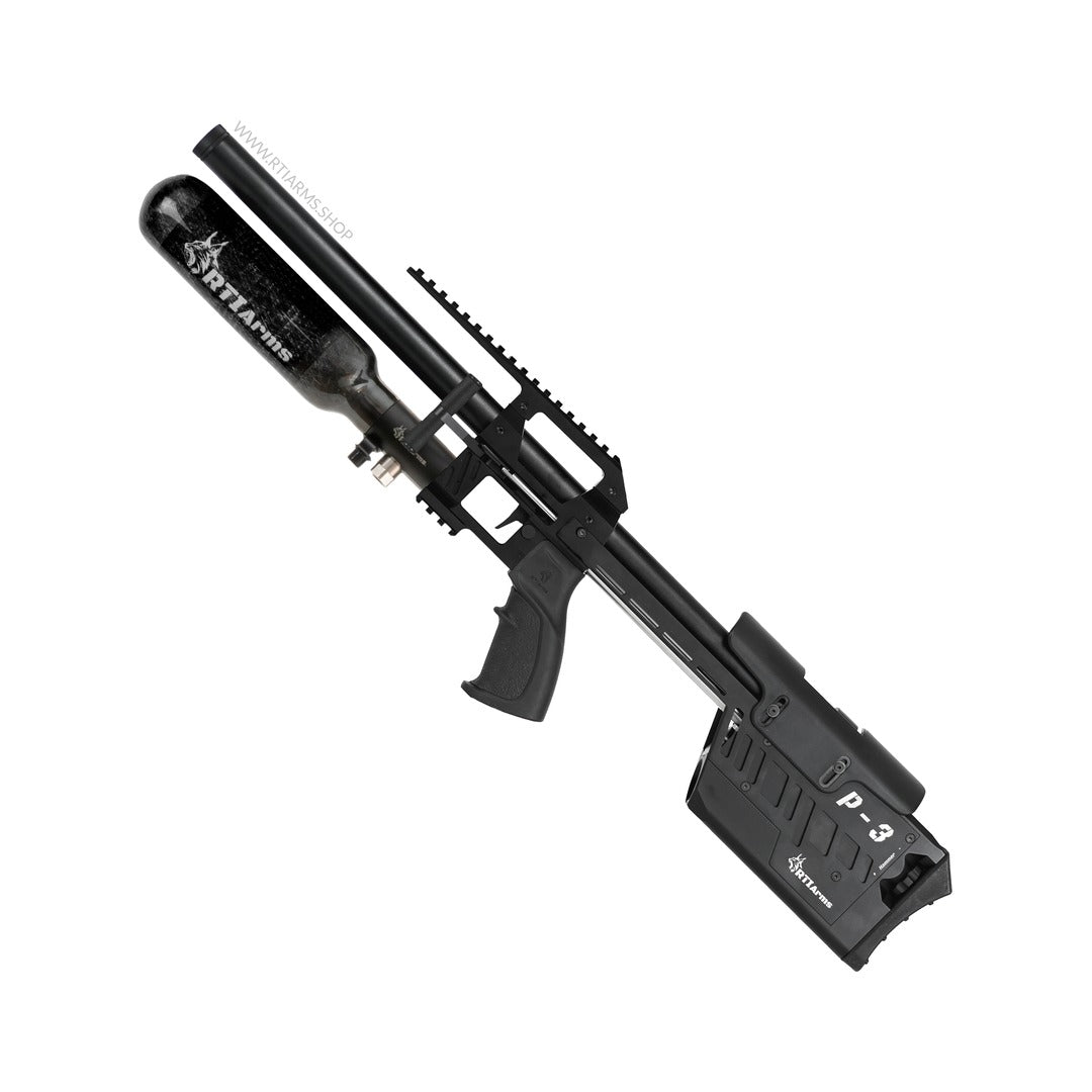 RTI P3 Compact Performance PCP air rifle, left side at 45 degrees