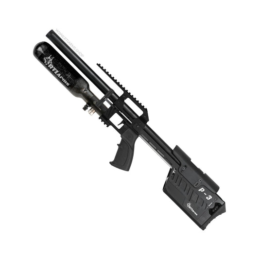 RTI P3 Compact Performance PCP air rifle, left side at 45 degrees